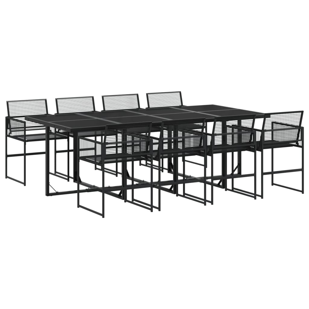 Juego de comedor de jardín 9 piezas ratán sintético negro
