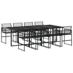 Juego de comedor de jardín 9 piezas ratán sintético negro