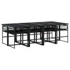 Juego de comedor de jardín 9 piezas ratán sintético negro