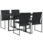 Juego de comedor para jardín 5 piezas textilene negro