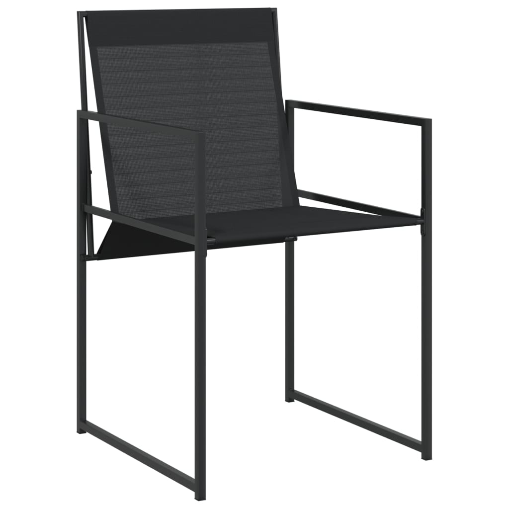 Juego de comedor para jardín 5 piezas textilene negro