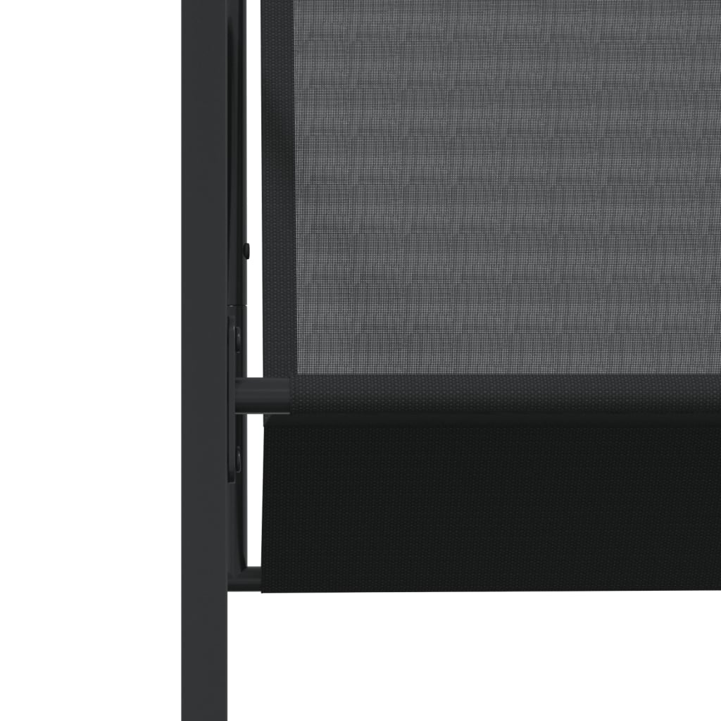 Juego de comedor para jardín 5 piezas textilene negro