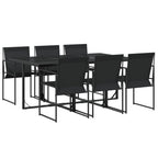 Juego de comedor para jardín 7 piezas textilene negro