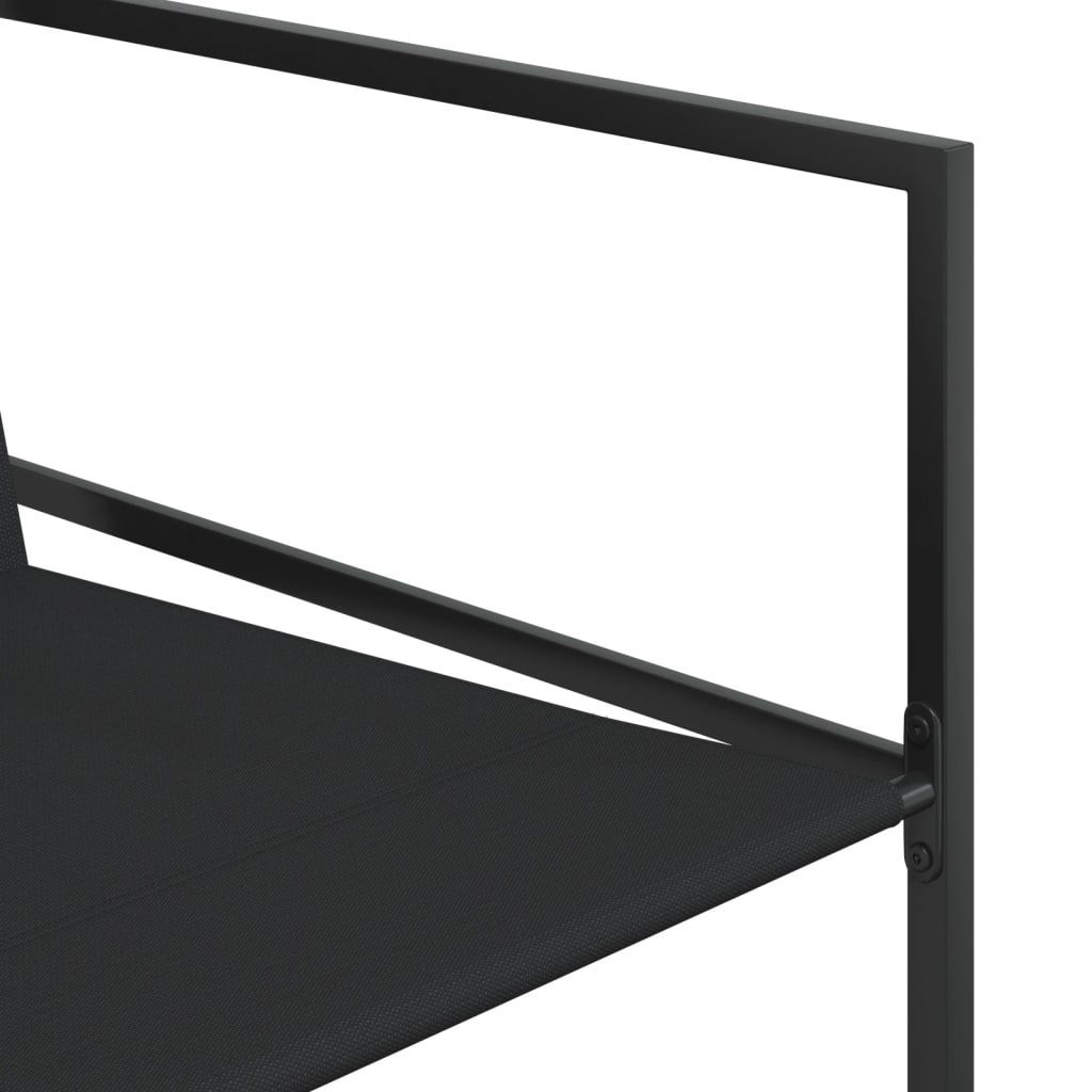 Juego de comedor para jardín 7 piezas textilene negro