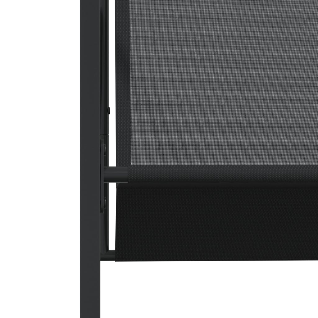 Juego de comedor para jardín 7 piezas textilene negro