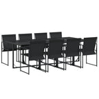 Juego de comedor para jardín 9 piezas textilene negro