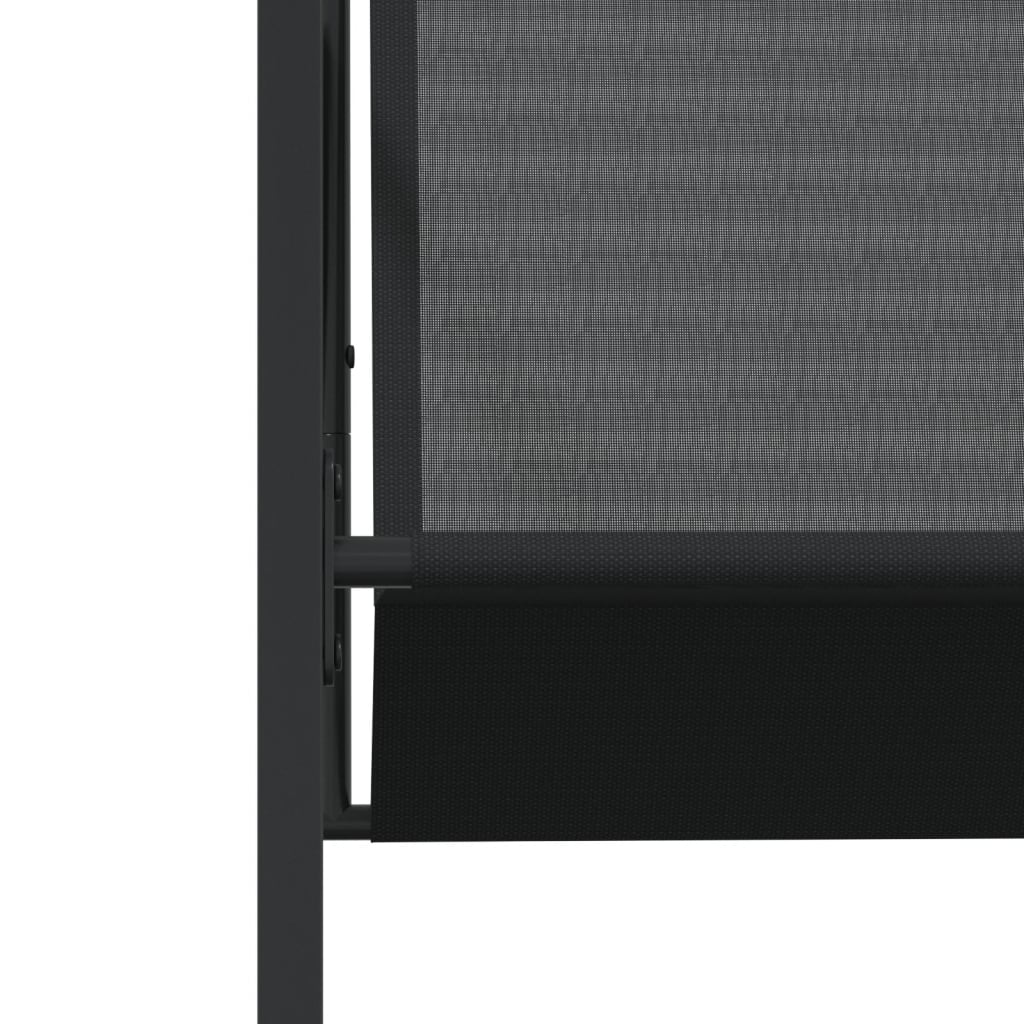 Juego de comedor para jardín 9 piezas textilene negro