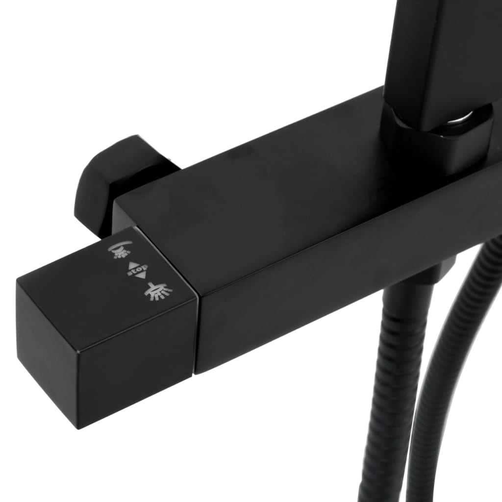 Set de ducha de doble cabezal con mezclador y flexo latón negro