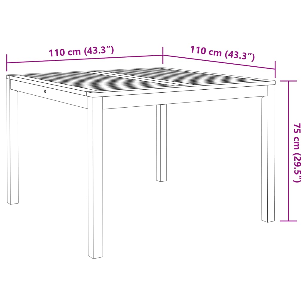 Juego de comedor de jardín 5 piezas madera maciza de acacia