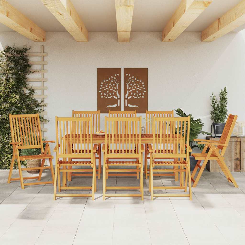 Juego de comedor de jardín 5 piezas madera maciza de acacia