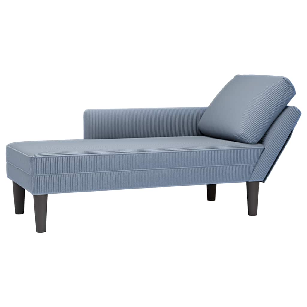 Chaise longue com almofada de tecido bombazina amarelo-claro