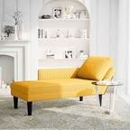 Chaise longue con cojín de tela de pana amarillo claro