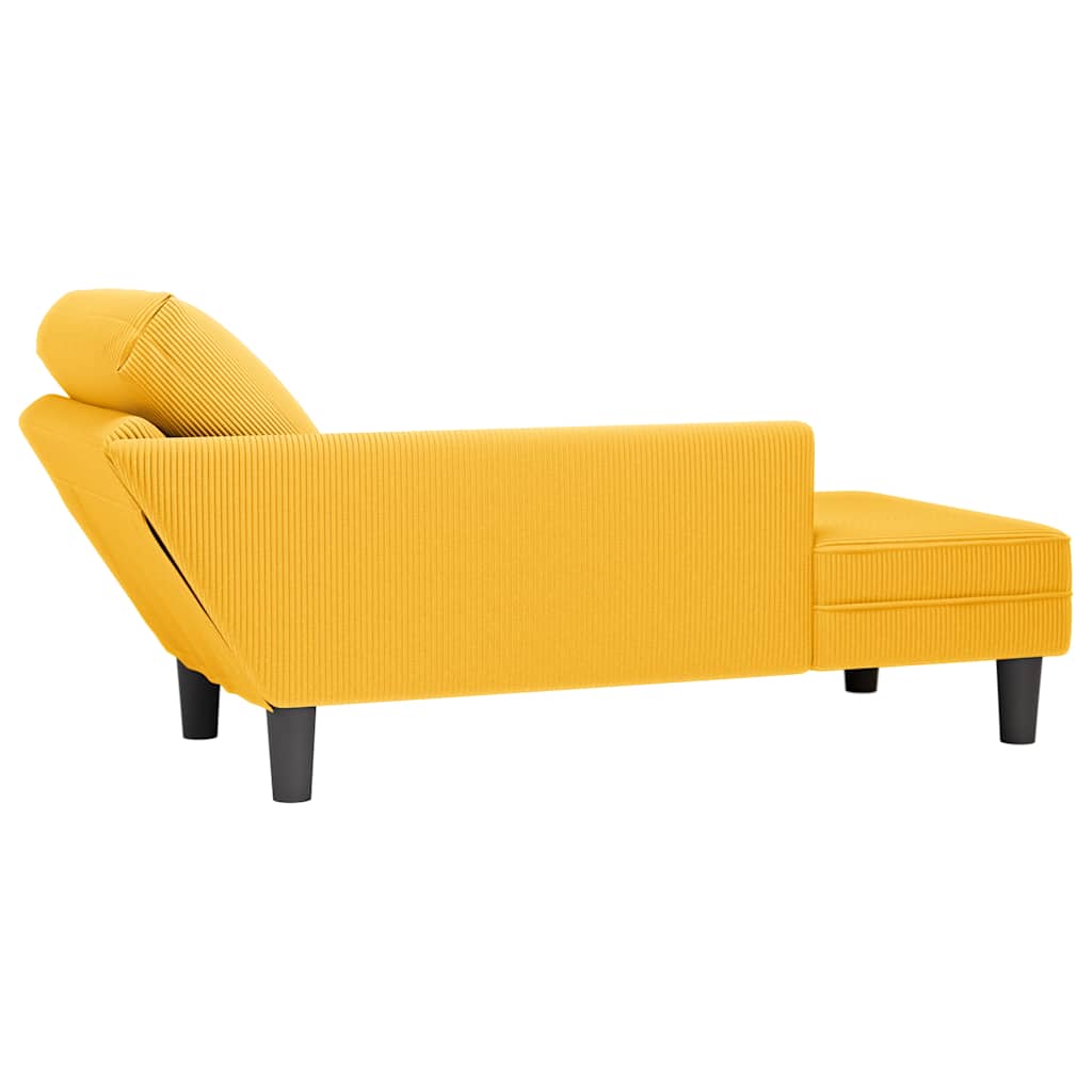Chaise longue con cojín de tela de pana amarillo claro
