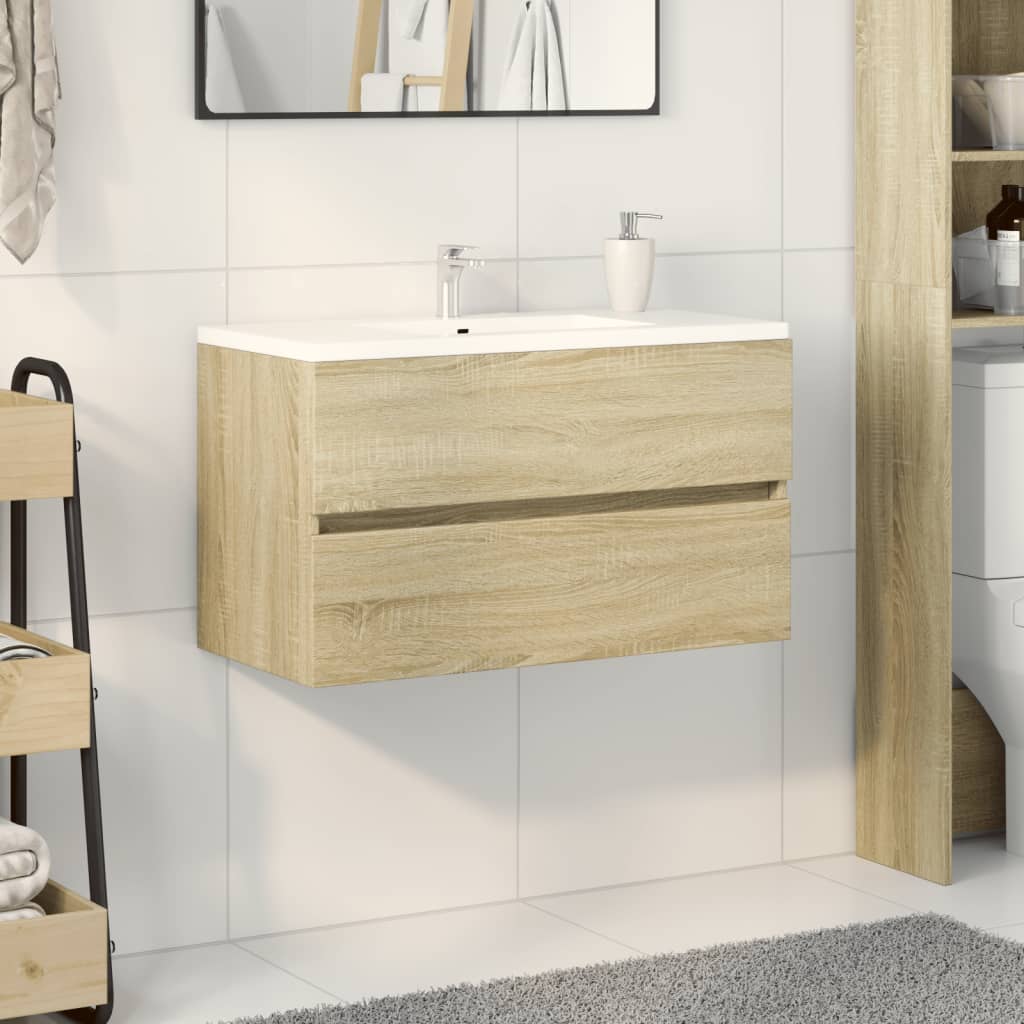 Armario lavabo madera contrachapada roble Sonoma 90x38,5x45 cm