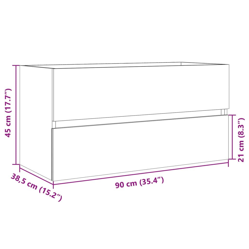 Armario lavabo madera contrachapada roble Sonoma 90x38,5x45 cm