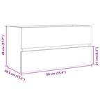 Armario lavabo madera contrachapada roble Sonoma 90x38,5x45 cm