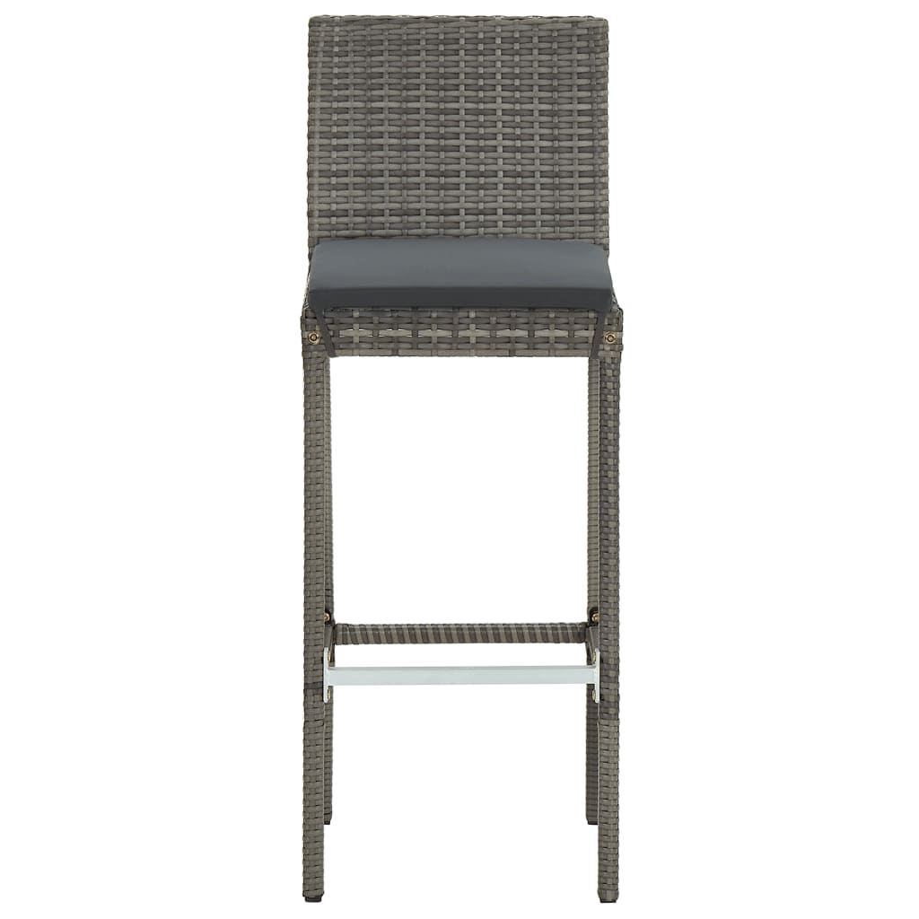 Mesa y taburetes de jardín 3 pzas madera acacia ratán PE gris