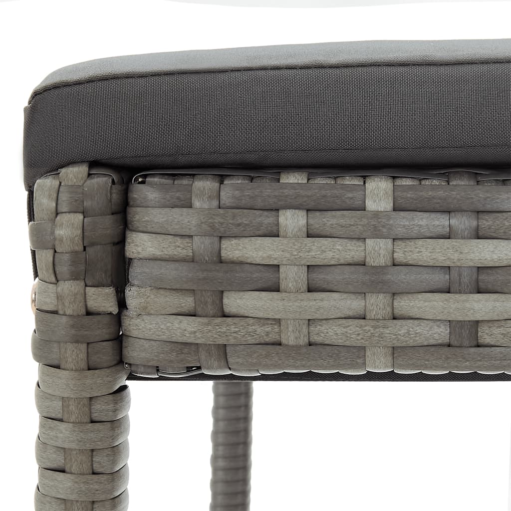 Mesa y taburetes de jardín 3 pzas madera acacia ratán PE gris