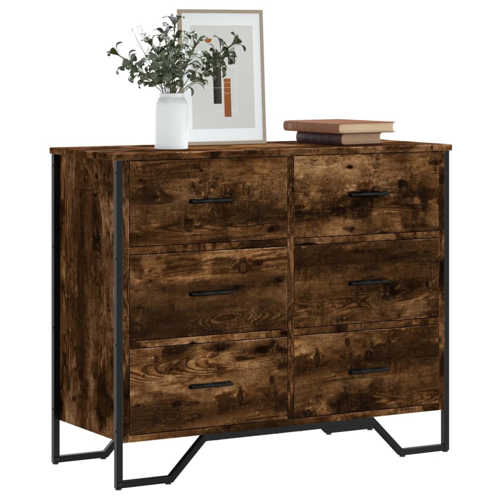 Sonoma Grey Engineered Wood Chest of Drawers 91x35.5x74.5 cm