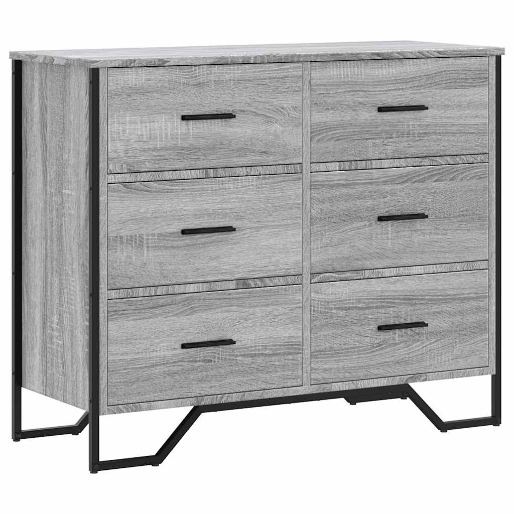 Cajonera de madera de ingeniería gris Sonoma 91x35,5x74,5 cm