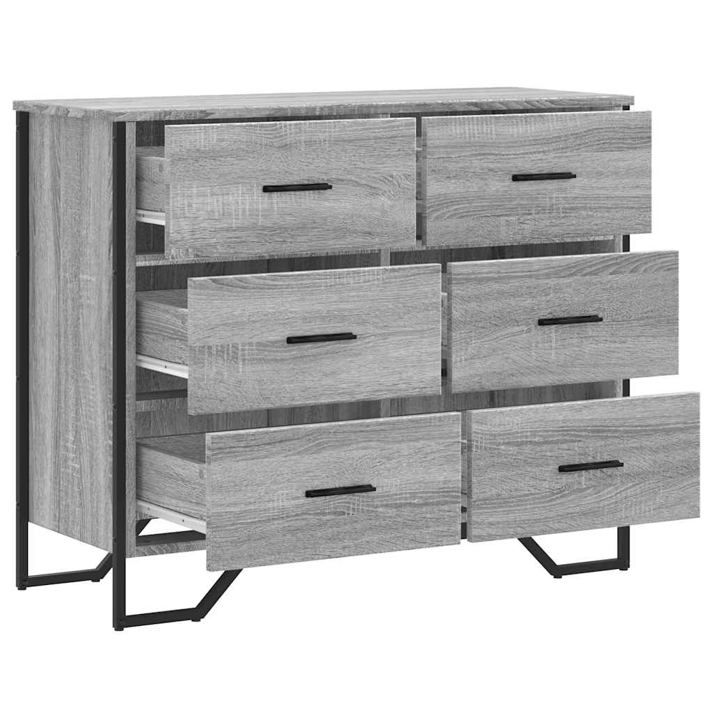 Cajonera de madera de ingeniería gris Sonoma 91x35,5x74,5 cm