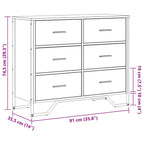Cajonera de madera de ingeniería gris Sonoma 91x35,5x74,5 cm