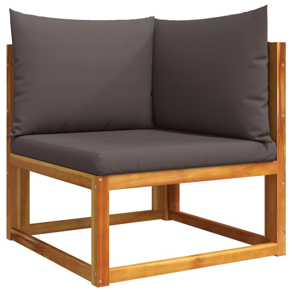 Conjunto de sofá de jardín de 6 piezas con cojines de madera de acacia y cuerda