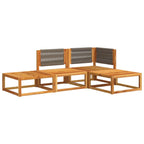 Conjunto de sofá de jardín de 4 piezas con cojines de madera de acacia y cuerda