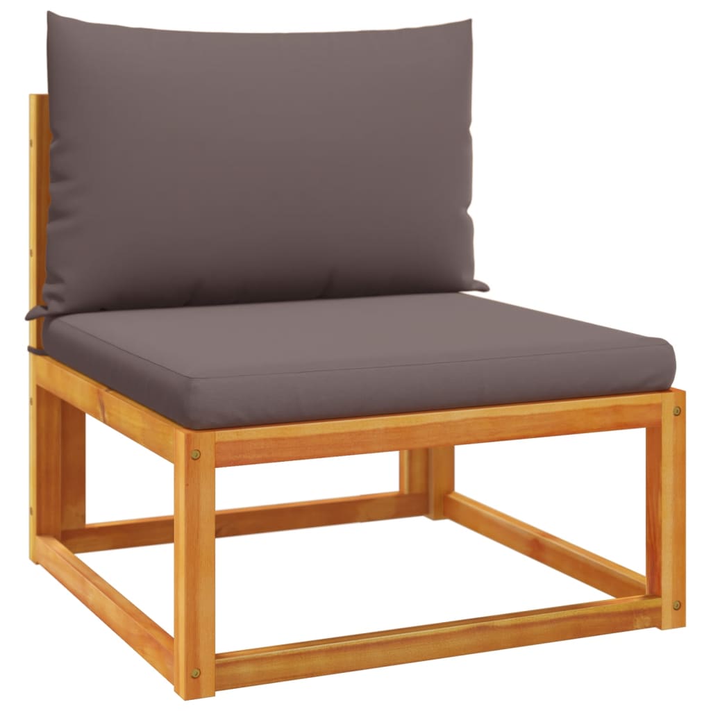 Conjunto de sofá de jardín de 5 piezas con cojines de madera de acacia y cuerda