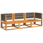 Conjunto de sofá de jardín de 3 piezas con cojines de madera de acacia y cuerda