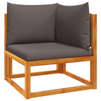 Conjunto de sofá de jardín de 3 piezas con cojines de madera de acacia y cuerda