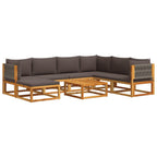 Conjunto de sofá de jardín de 8 piezas con cojines de madera de acacia y cuerda