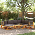 Conjunto de sofá de jardín de 8 piezas con cojines de madera de acacia y cuerda