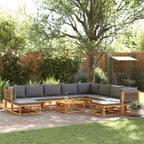 Conjunto de sofá de jardín de 11 piezas con cojines de madera de acacia y cuerda