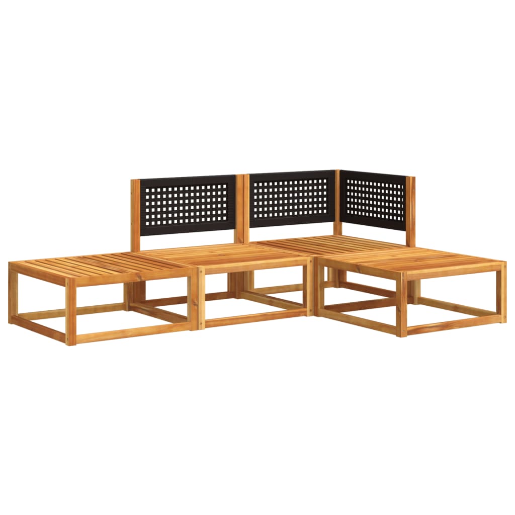 Conjunto de sofá de jardín de 4 piezas con cojines de madera de acacia y ratán