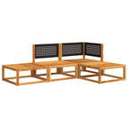 Conjunto de sofá de jardín de 4 piezas con cojines de madera de acacia y ratán