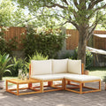 Conjunto de sofá de jardín de 4 piezas con cojines de madera de acacia y ratán