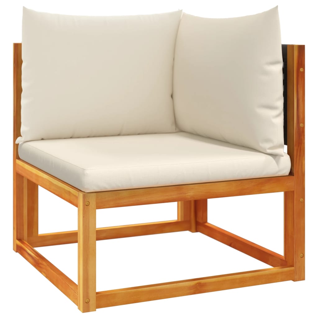 Conjunto de sofá de jardín de 5 piezas con cojines de madera de acacia y ratán
