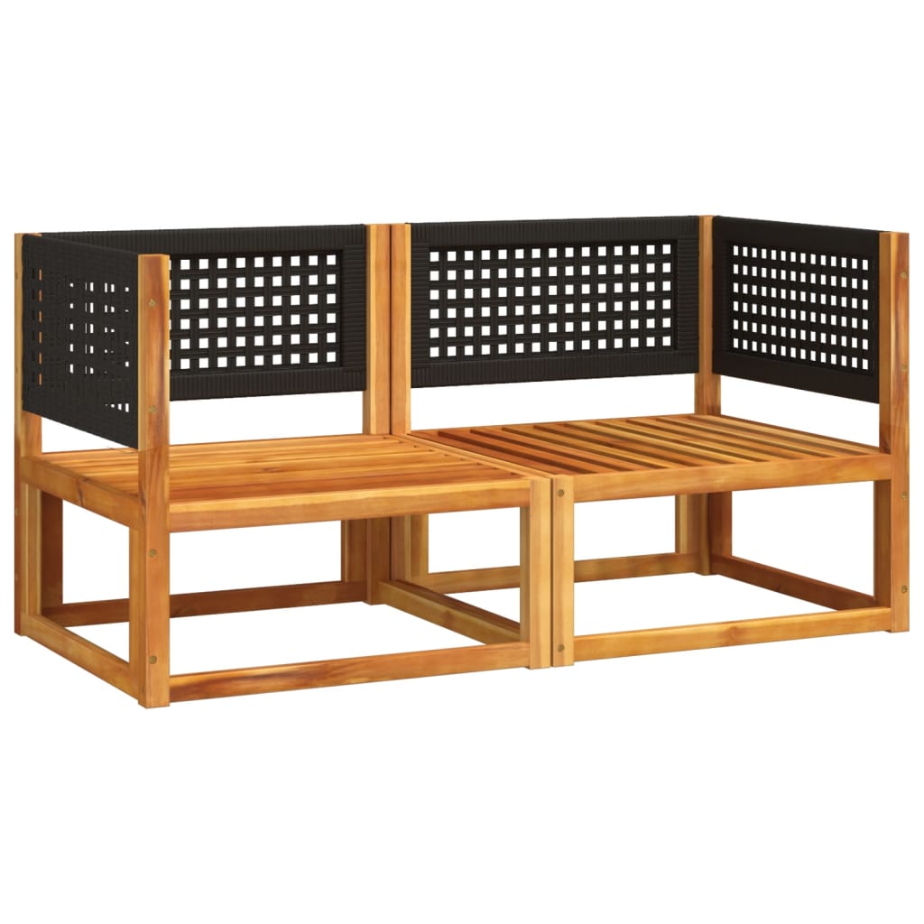 Sofás de jardín esquineros con cojines, 2 unidades, madera de acacia y ratán