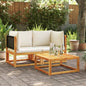 Corner garden sofas with cushions, 2 pcs., acacia wood and rattan