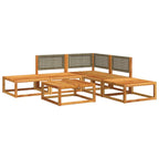Conjunto de sofá de jardín de 6 piezas con cojines de madera de acacia y ratán