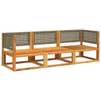 Conjunto de sofá de jardín de 3 piezas con cojines de madera de acacia y ratán