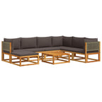 Conjunto de sofá de jardín de 8 piezas con cojines de madera de acacia y ratán