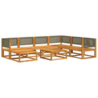 Conjunto de sofá de jardín de 8 piezas con cojines de madera de acacia y ratán