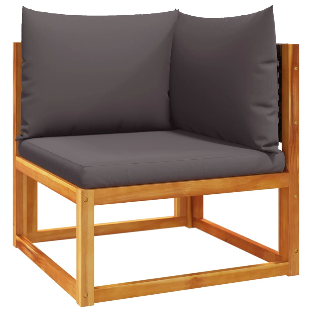 Conjunto de sofá de jardín de 8 piezas con cojines de madera de acacia y ratán