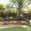 Conjunto de sofá de jardín de 11 piezas con cojines de madera de acacia y ratán