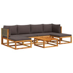 Conjunto de sofá de jardín de 7 piezas con cojines de madera de acacia y ratán