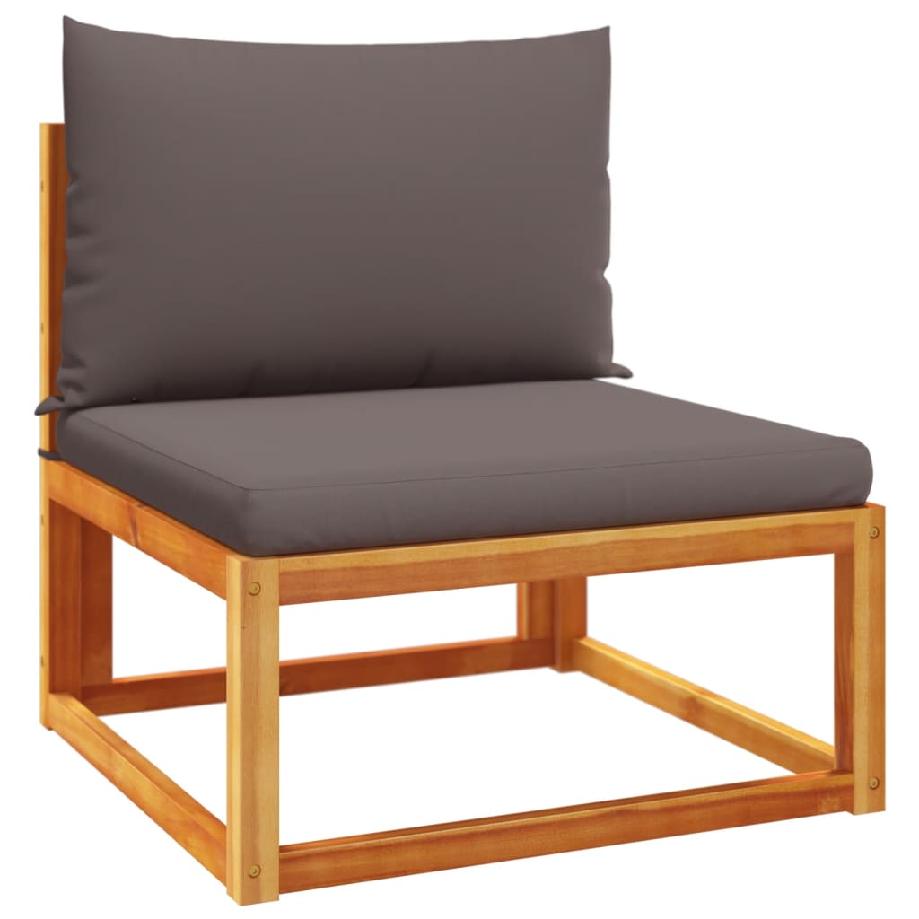 Conjunto de sofá de jardín de 7 piezas con cojines de madera de acacia y ratán