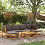 Conjunto de sofá de jardín de 7 piezas con cojines de madera de acacia y ratán
