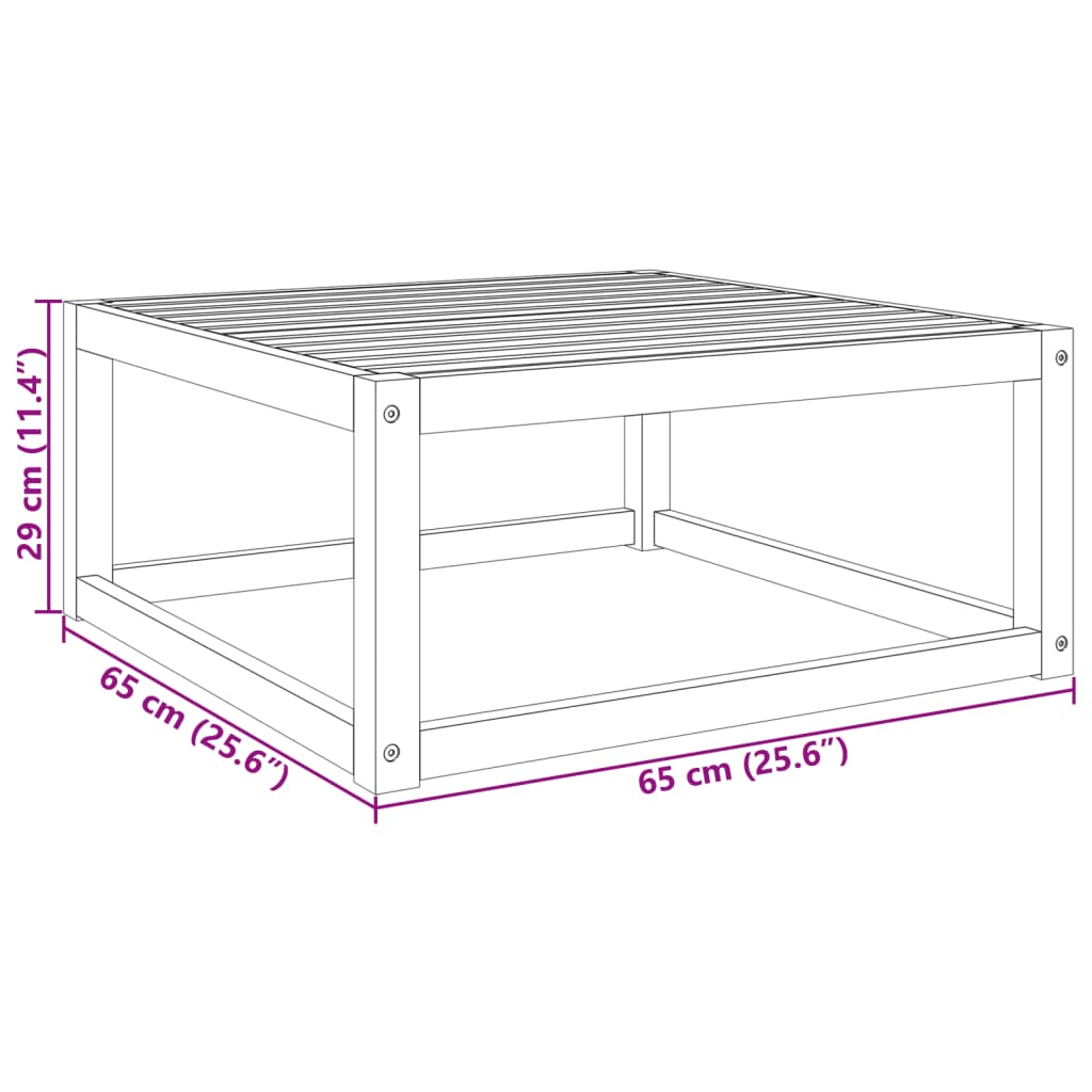 Mesa de jardín madera maciza de acacia 65x65x29 cm